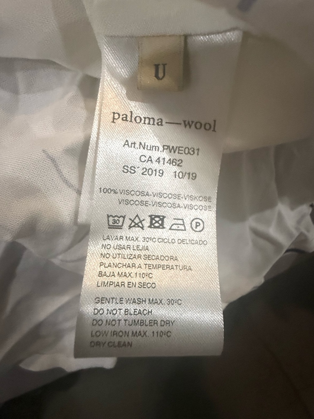 NWT PALOMA WOOL WOMENS LEANDRA BUTTON-UP BLOUSE, SIZE OS (MEDIUM), WHITE/BLUE - Picture 12 of 14